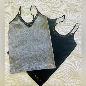 Set of 2 Bebe Gray and Black Camisoles with Stud Accents NEW!  SZ XL